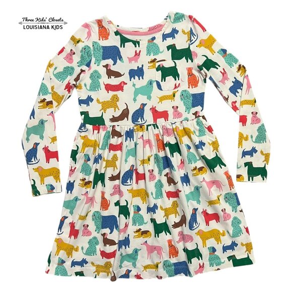 Mini Boden 9-10Y Colorful Puppy Dog Print Dress
